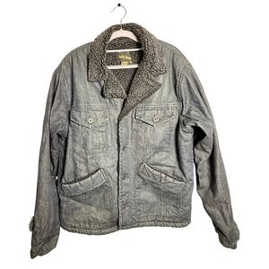 Lucky Brand Sherpa Denim Jacket L Vintage Indigo Lined‎ Rare Classic Utility Fit